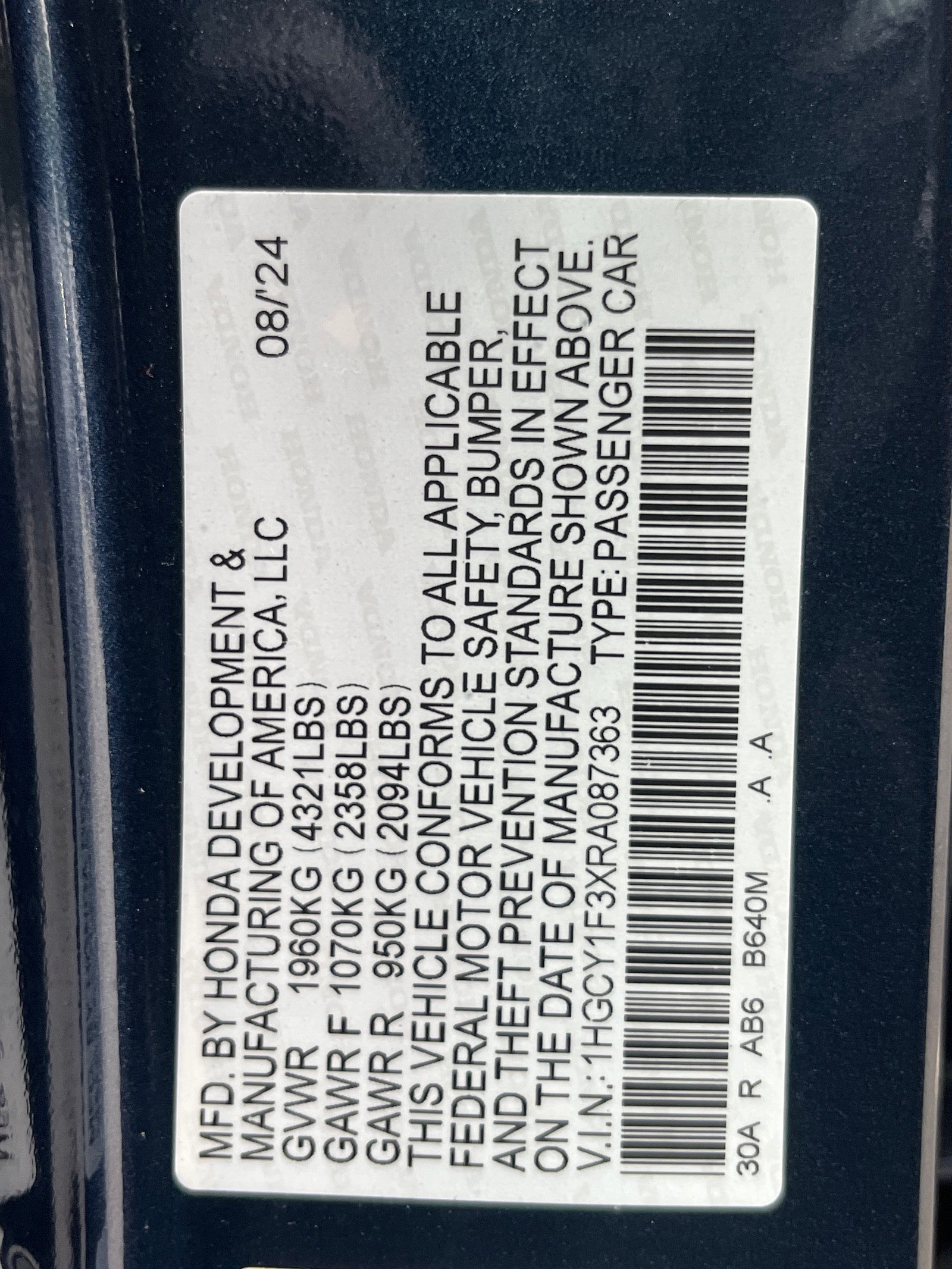 2024 Honda Accord Sedan EX