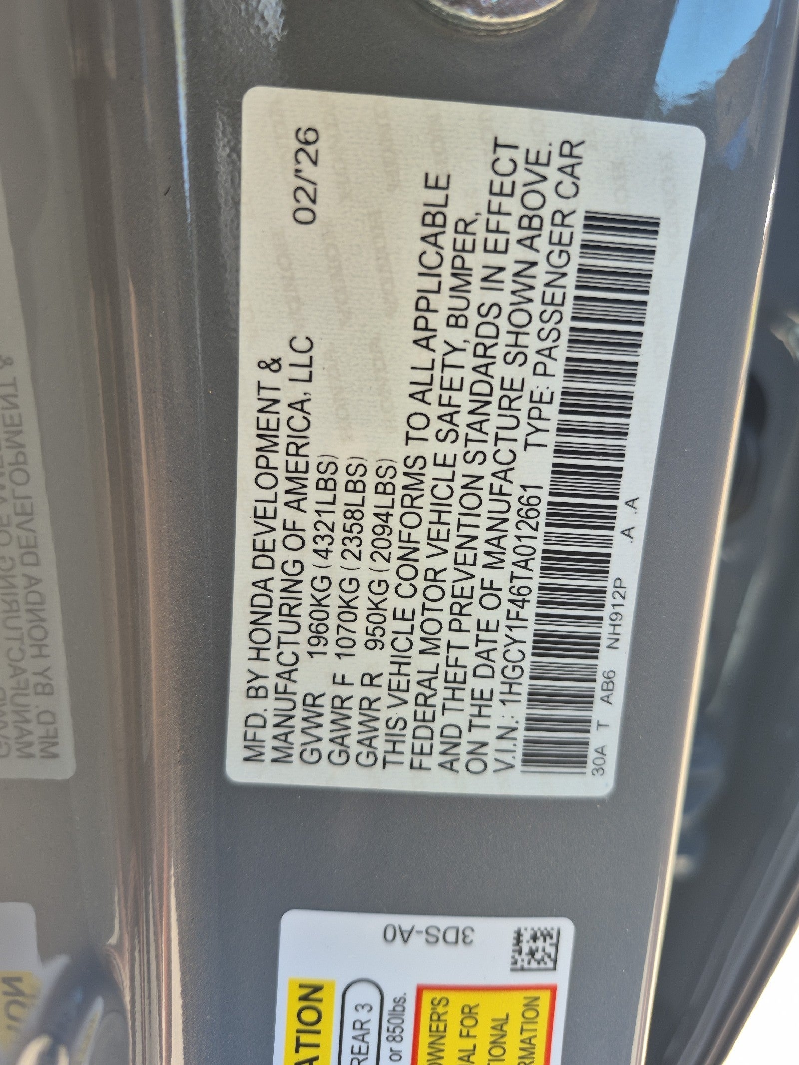 2026 Honda Accord Sedan SE