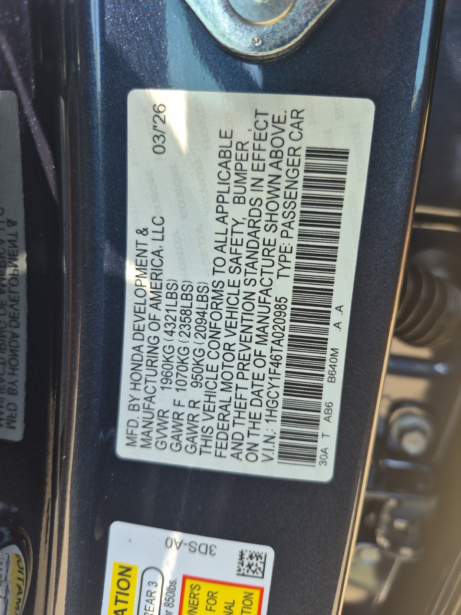 2026 Honda Accord Sedan SE