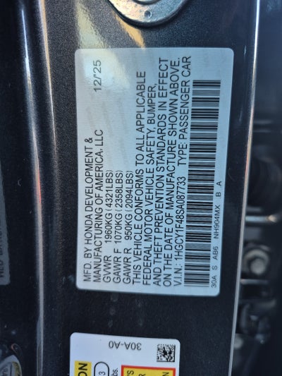 2025 Honda Accord Sedan SE