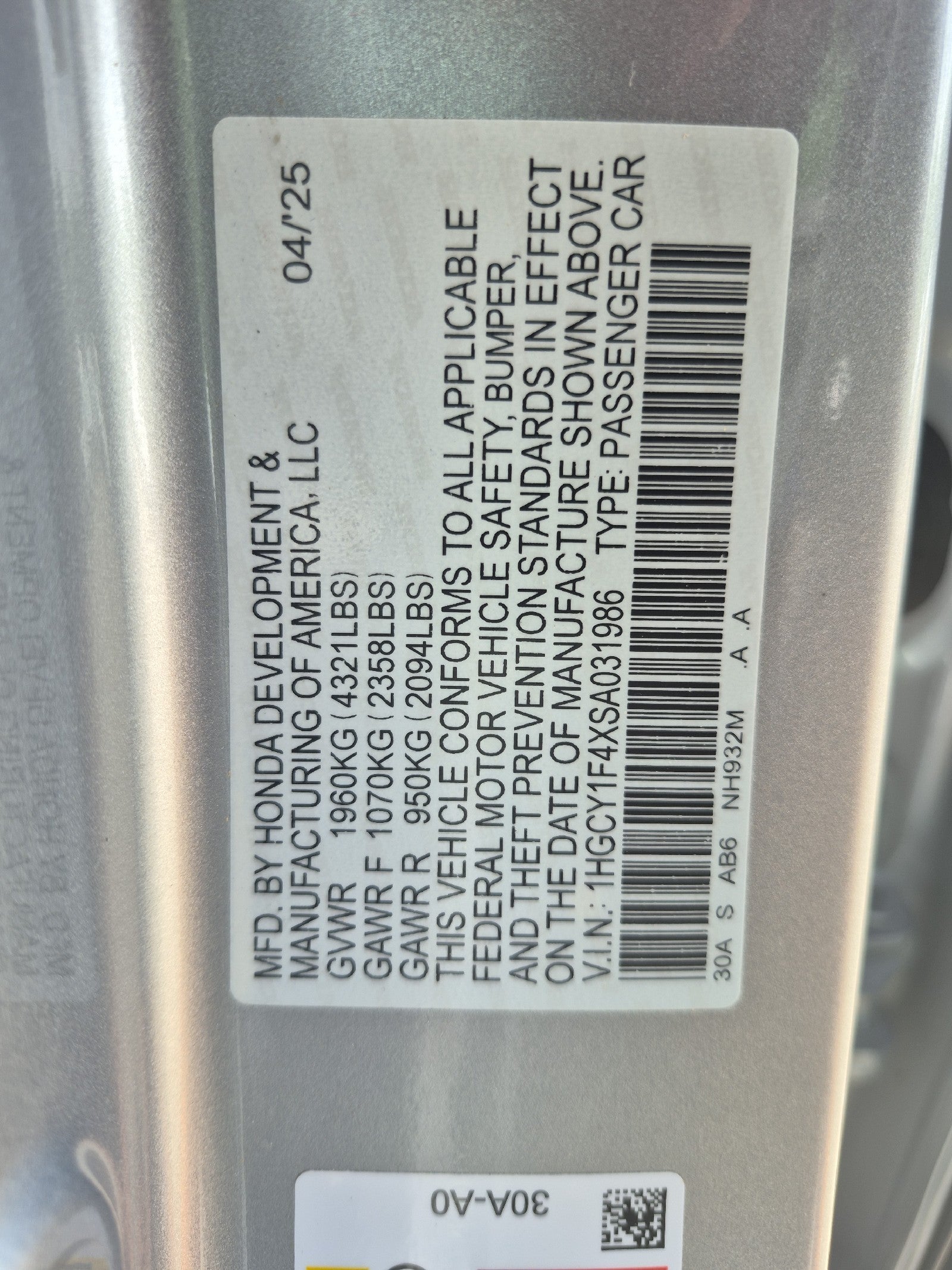 2025 Honda Accord Sedan SE