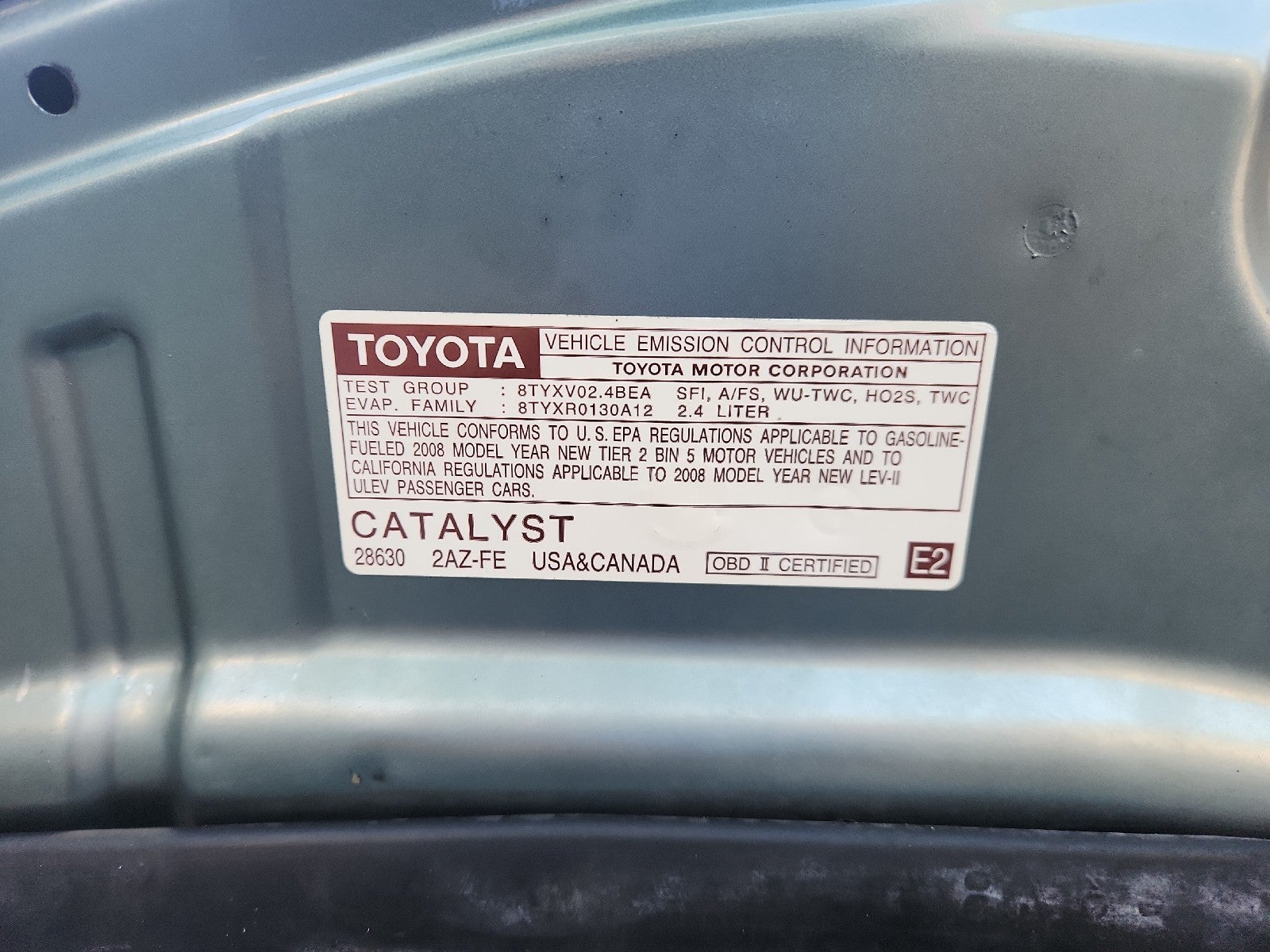 2008 Toyota Camry 4dr Sdn I4 Man (Natl)