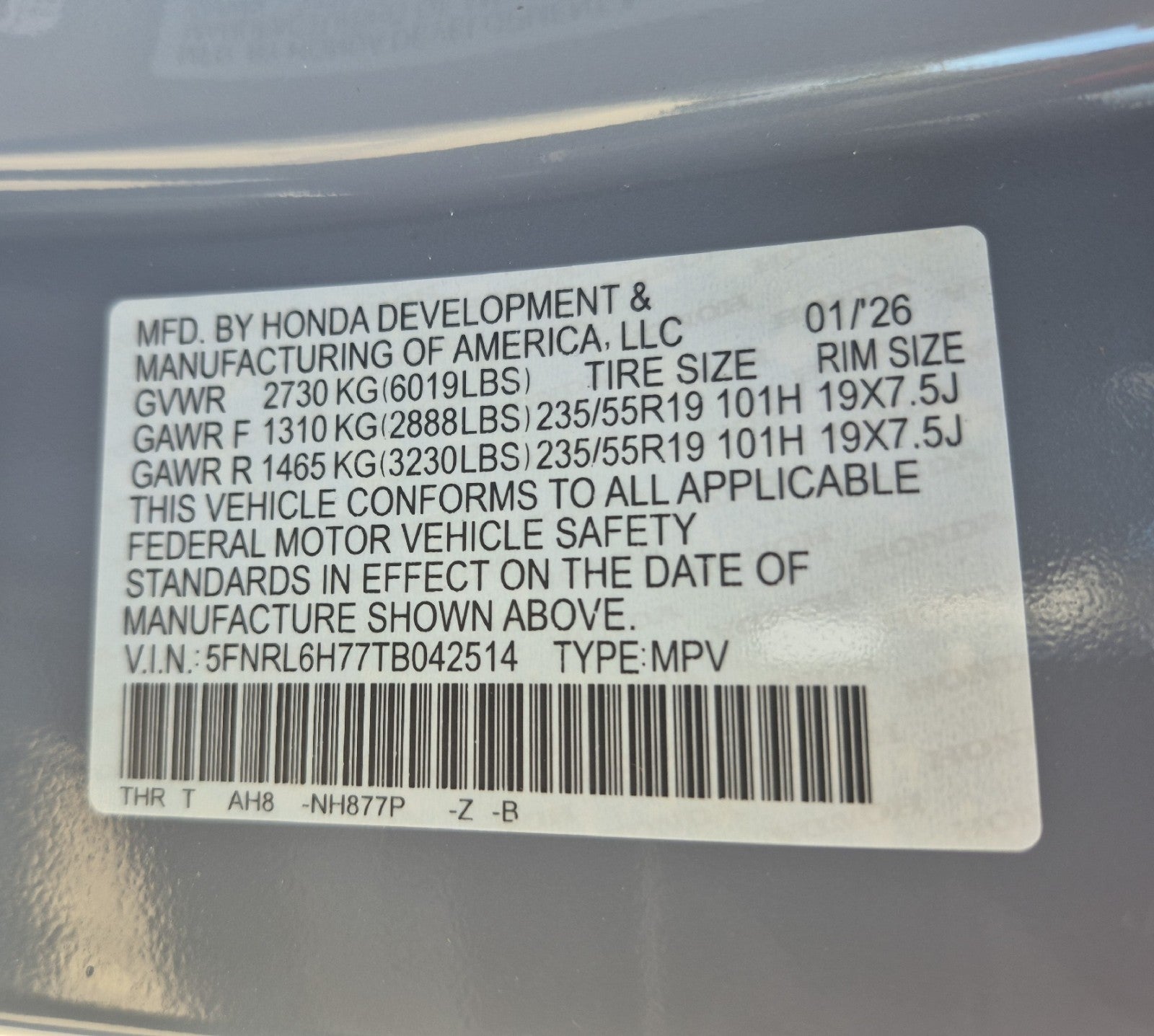 2026 Honda Odyssey Sport-L