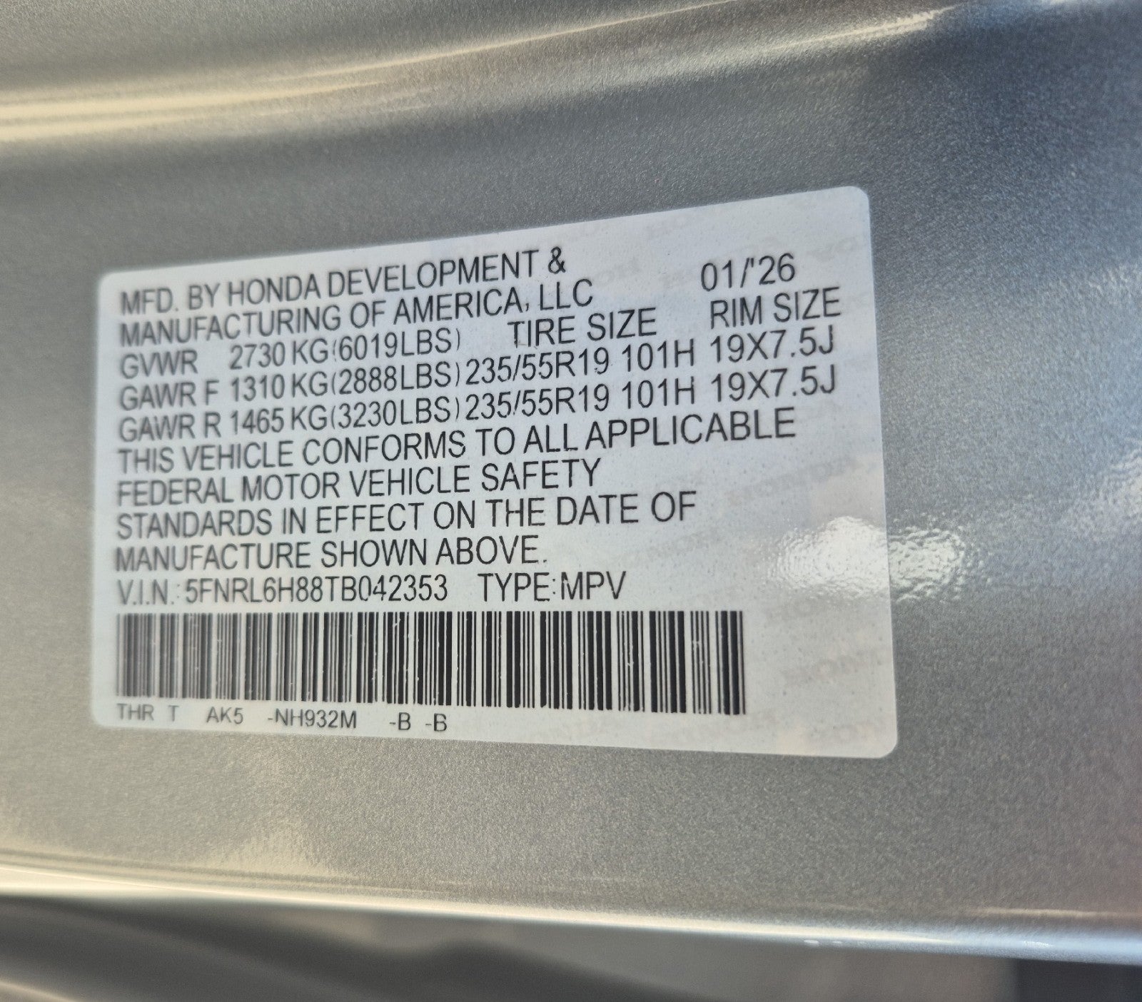 2026 Honda Odyssey Touring