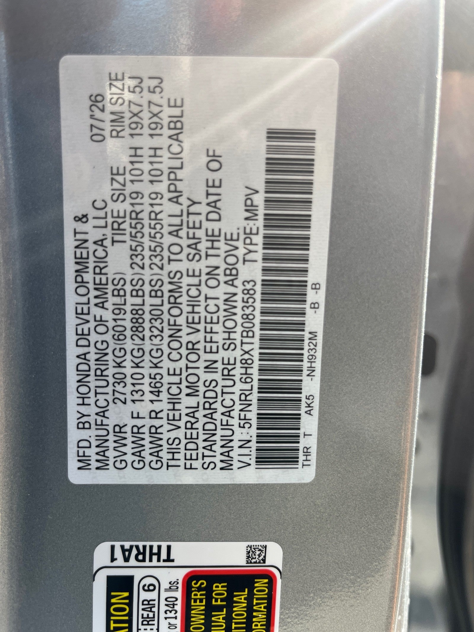 2026 Honda Odyssey Touring